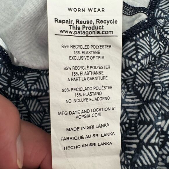 Patagonia Tank Top Criss-Cross Straps Stretch Blue White Geometric Print Size S - Picture 8 of 8
